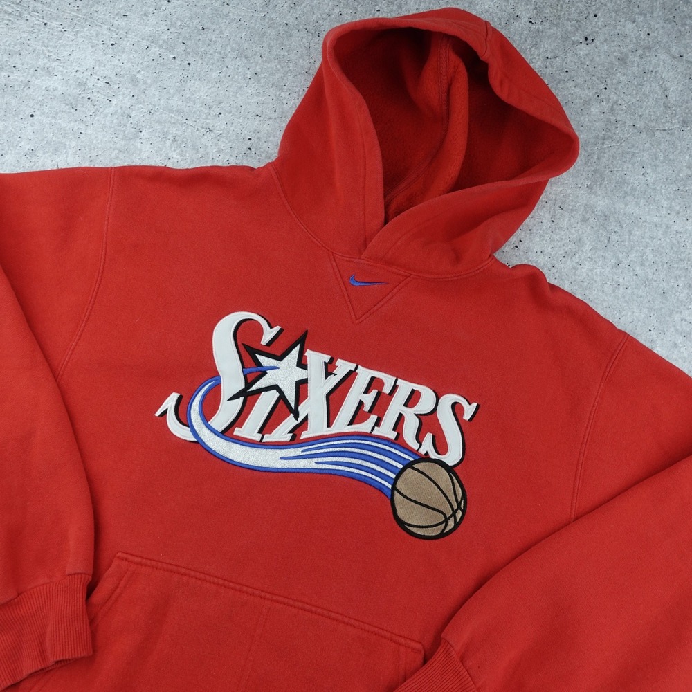 Vintage Y2K 2001 Nike Team Center Swoosh Philadelphia 76ers Hoodie Mens Medium